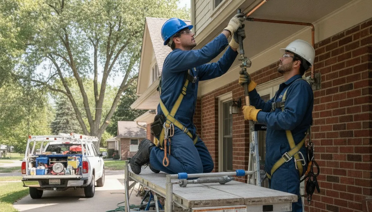 Omaha, NE plumbing repair technician servicing residential pipe leak repair